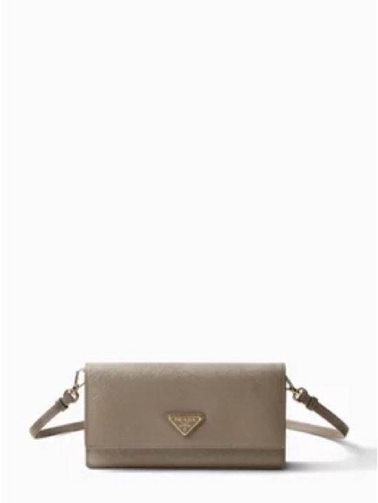 Prada Handbags - Prada Clay Grey Saffiano Leather Mini Bag with Gold Logo